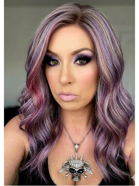 Violetta | 16" Purple & Lavender Mix Lace Front Wig | Wavy Bob | Heat Safe